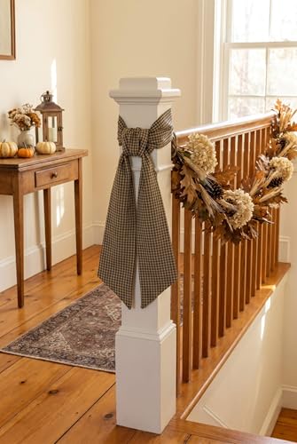 Black and Cream Gingham Plaid Wreath Sash, 54-Inch Farmhouse Door Decor
