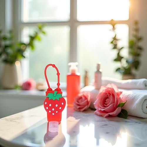WaigN Strawberry Travel Bottle Refillable Hand Sanitizer Dispenser with Keychain