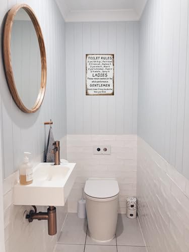 Vintage Toilet Rules Metal Sign | 12x8 Inches Wall Art for Bathroom