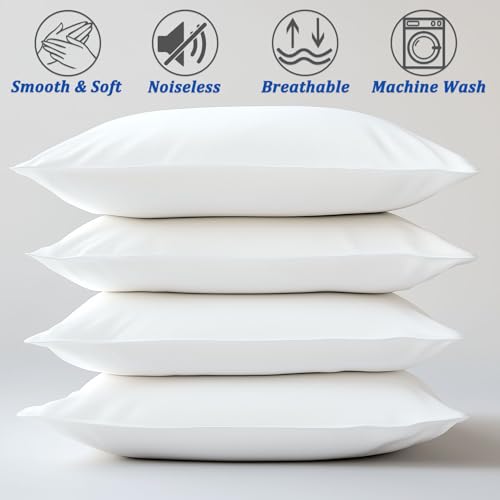 Precoco 100% Cotton Queen Pillowcases - 600 Thread Count, 2 Pack, White