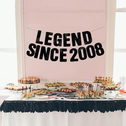 Happy 18th Birthday Banner - Pre-Strung Black Glitter Decor