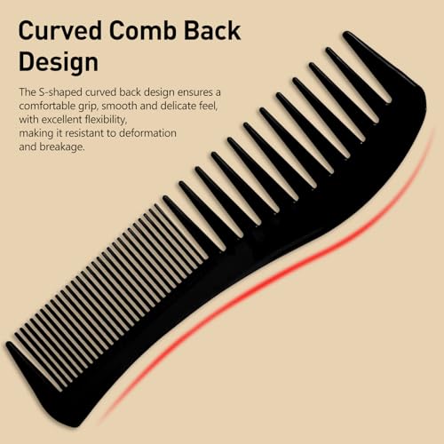Zoolinn 3-Pack Double-Sided Hair Combs - Wide & Fine Teeth Styling Set