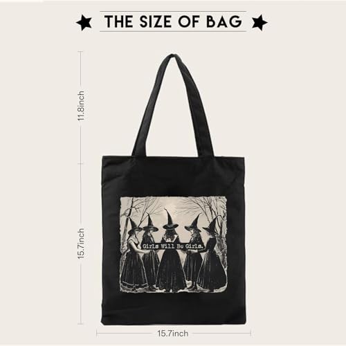 Witchy Canvas Tote Bag for Women - Reusable Beach & Grocery Bag