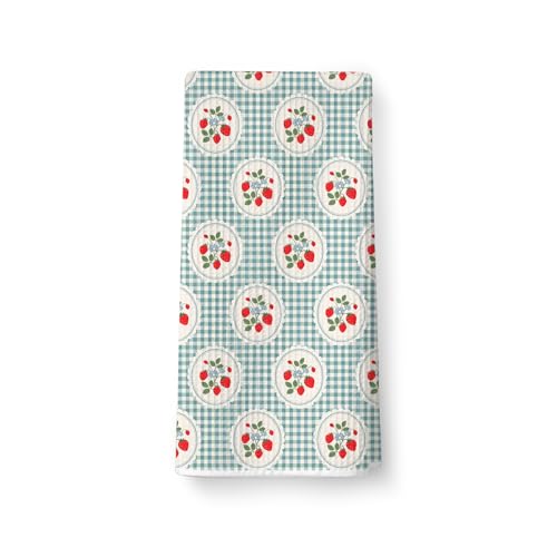 Scolor 002 Strawberry Hand Towels - Sage Green Checkered Decor