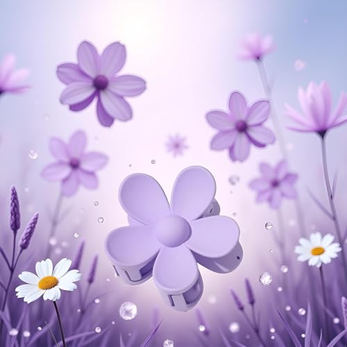 Purple Flower Hair Claw Clip Anti-Scratch Strong Hold Jaw