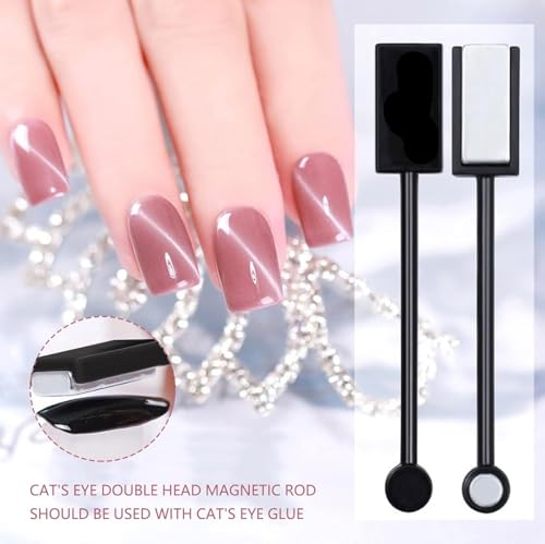 Czhotg 2Pcs Double-Head Magnetic Cat Eye Gel Nail Art Stick Tool