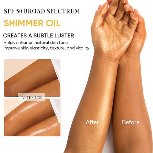 Firstfly Shimmer Body Oil SPF 45 Waterproof Glow Bronzer 02# Diamond Platinum