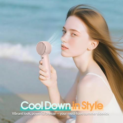 Mizong Mini Handheld USB Rechargeable Fan - Pink Portable Cooling Fan