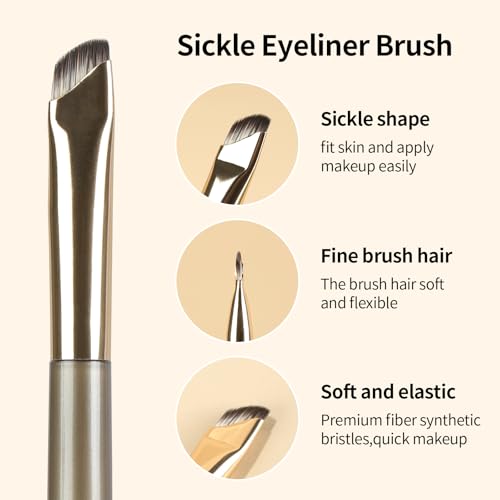 MSQ Fine Angled Eyeliner Brush - Ultra Thin Sickle Shape Eye Makeup Tool