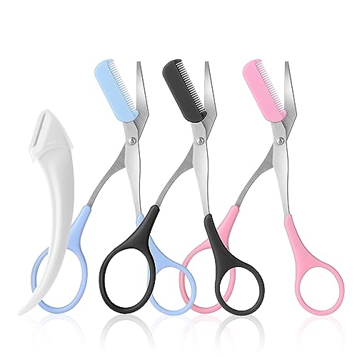 JIAKAI 3-Piece Eyebrow Trimmer Scissors with Comb and Razor