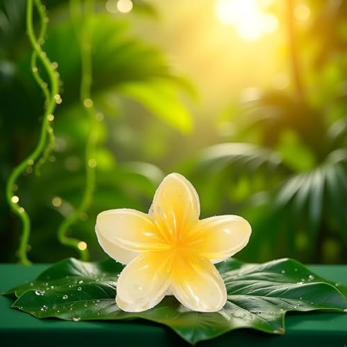 Buttercup Yellow Hawaiian Flower Hair Claw Clip for Thick Hair