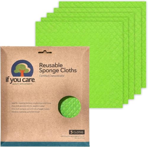 If You Care 5-Pack Natural Reusable Sponge Cloths for Kitchen & Bathroom Cleaning