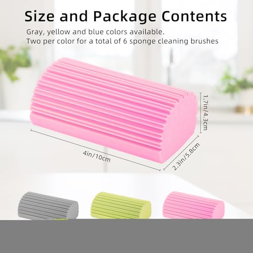 Motroce 6 PCS Damp Duster Sponge, Reusable Groove Cleaning Tool