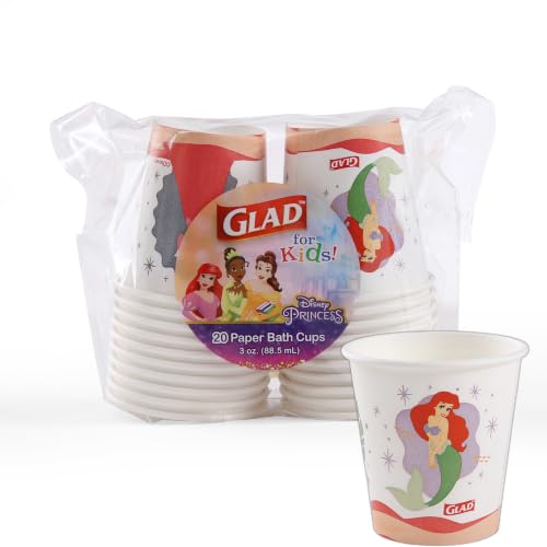 Glad Disney Princess Disposable Mini Bath Cups, 3 Oz, 20 Count