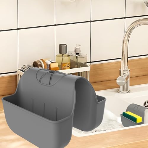 Dark Grey Silicone Sponge Holder Caddy for Kitchen Sink