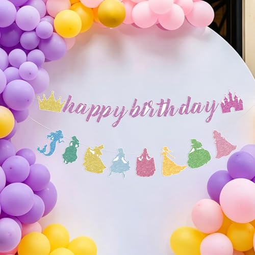 Princess Birthday Party Decorations Set - Pink Castle & Crown Banners