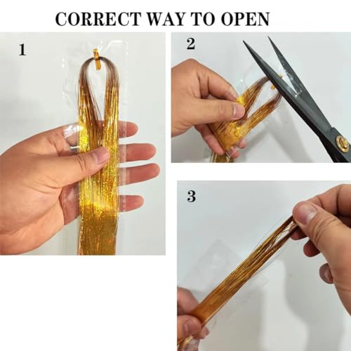 Brown Hair Tinsel Kit with Extension Tools and 1760 Strands Heat Resistant Glitter Fairy Hair