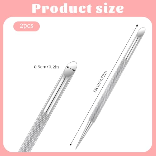 Stainless Steel Cuticle Pusher Pen 2-Pack Double Ended Manicure Tool