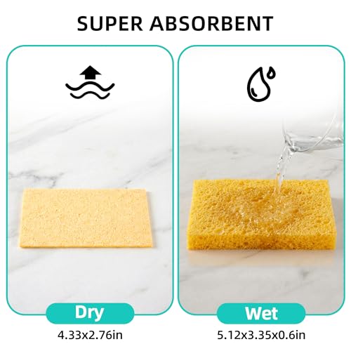 JOYMOOP Cellulose Kitchen Sponges - Non-Scratch Dish Scrubbers, 12 Pack