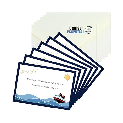Cruise Crew Thank You Cards with Envelopes - 6 Pack Premium Stationery