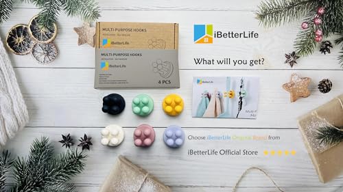 iBetterLife 4Pcs Self-Adhesive Utility Hooks for Home & Office