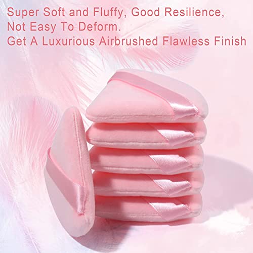 EVAOUXIU Triangle Powder Puff Set - Soft Velour Makeup Sponge for Foundation & Setting Powder, Pink (2 Pcs)