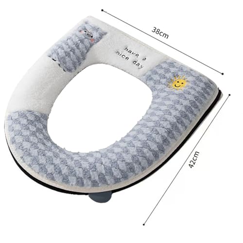 Blue Velvet Toilet Seat Cover - Soft Warm Cushion with Zipper