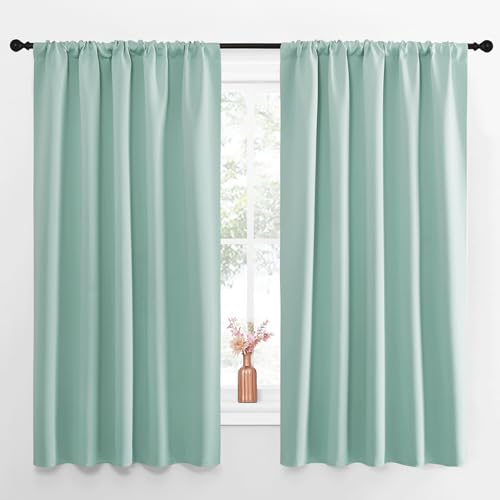 NICETOWN Aqua Blue Blackout Curtains - 52" x 63" (Set of 2)