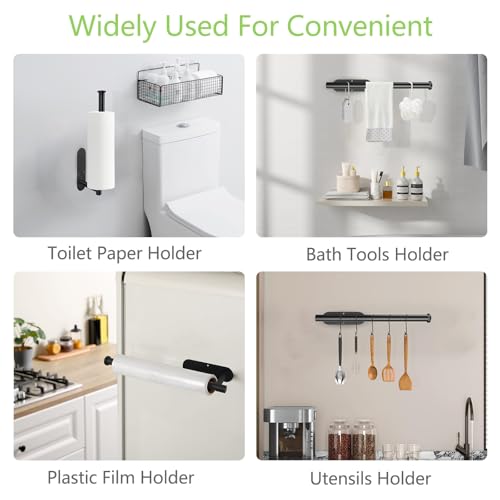 Black Under Cabinet Paper Towel Holder - Adhesive or Wall Mount Rack