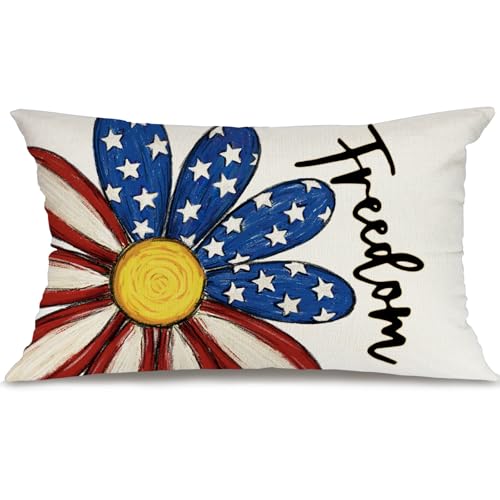 4th of July Throw Pillow Cover 12x20 Inch - Patriotic Decor