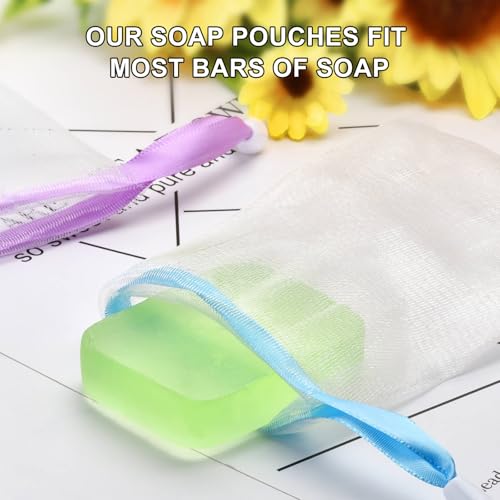Fiwimtu 10PCS Exfoliating Soap Saver Bag - Mesh Soap Pouch with Drawstring