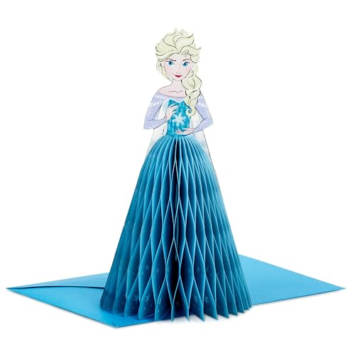 Hallmark Disney Frozen Elsa 3D Pop Up Birthday Card, Blue Honeycomb Design