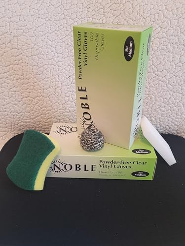 Noble Disposable Vinyl Gloves - 100 Pcs, Latex-Free, Medium