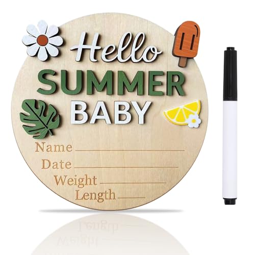 Wooden Baby Announcement Sign, 5.9-Inch Newborn Photo Prop