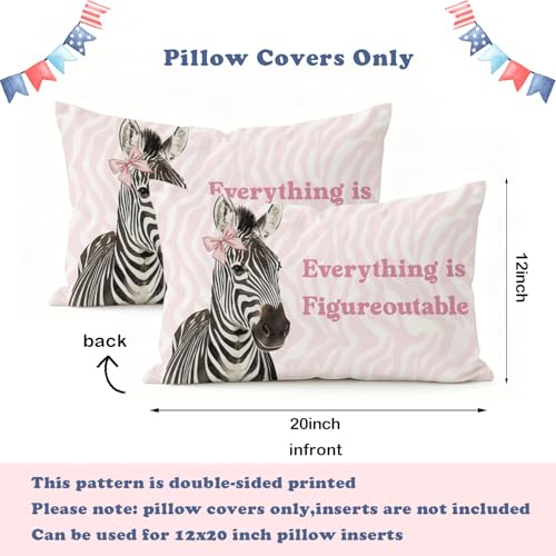 Pink Zebra Bible Throw Pillow Cover 12x20 Inch - Cute Coquette Decor