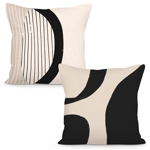 Boho Abstract Throw Pillow Covers 18x18 - Set of 2 for Couch & Bed