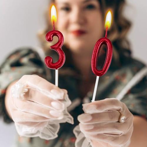 Burgundy Number 4 Candle for Birthday Cakes & Cupcakes