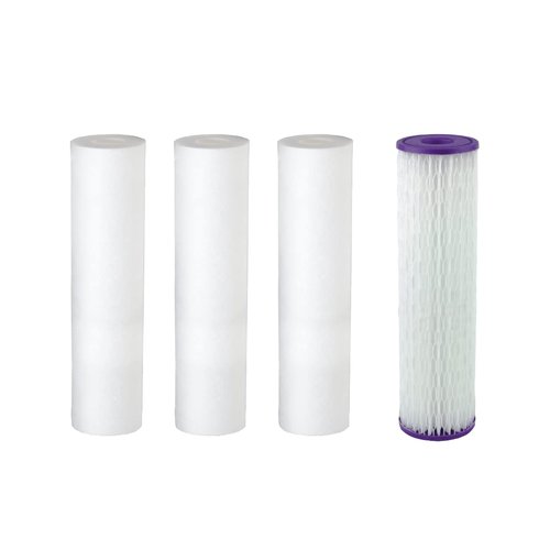Aquasana 10 Inch Pre-Filter Replacement 3-Pack and Post-Filter Bundle for Rhino Whole House Filters