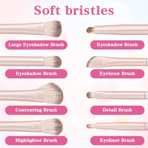 Eyeshadow Brush Set 8 Pcs - Soft Synthetic Blending & Eyeliner Brushes