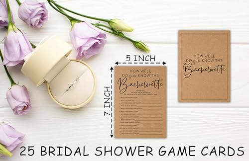 Bachelorette Party Game Cards Rustic Kraft Bridal Shower Activity 25 Pack