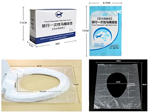 XICHEN Disposable Toilet Seat Covers - 50 Pack Waterproof Travel Liners