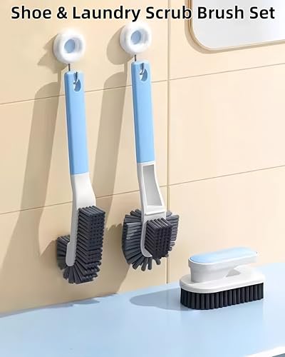 Blue Cleaning Brush Set - 3PCS Shoe & Laundry Scrub Brushes
