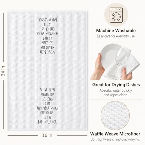 Funny Friendship Kitchen Towels - Waffle Weave Hand Towels for Women