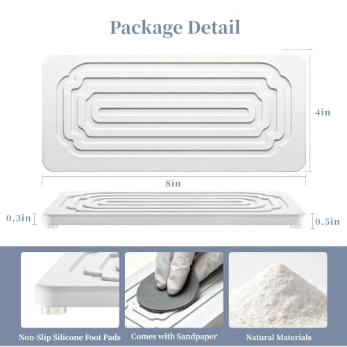 2 PCS Quick-Drying Diatomite Stone Tray - White Water Absorbent Sink Mat