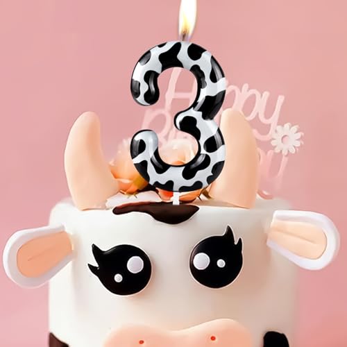 Cxryrzhe Cow Number 1 Birthday Candle - Black Metallic 6cm Cake Topper for Kids & Celebrations
