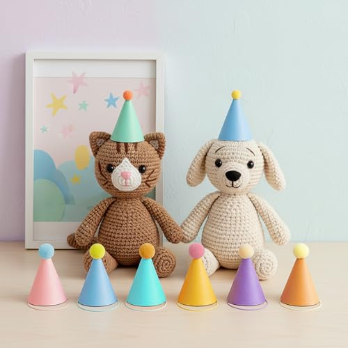 6 Mini Party Hats for Small Pets - Vibrant Birthday Cone Hats