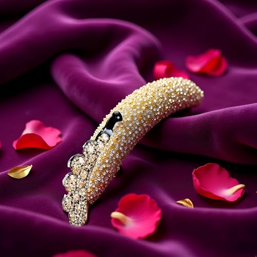 Enyolidimk Gold Rhinestone Banana Clip Ponytail Holder