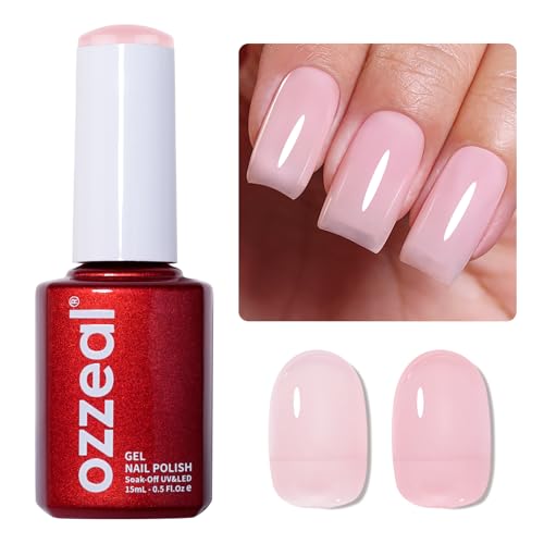 Ozzeal Jelly Gel Nail Polish Neutral Nude Translucent Sheer Soak Off UV LED 0.5 Fl Oz