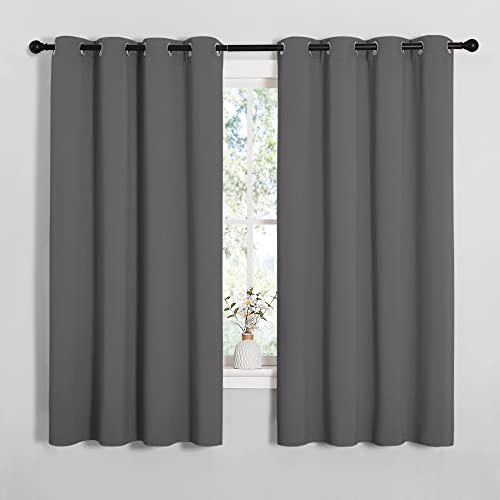 NICETOWN Grey Blackout Curtains 55"x68" - 2 Panels for Bedroom