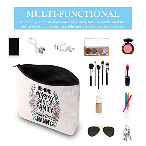 GJTIM Nanny Appreciation Gift Canvas Makeup Bag - Super Hero Nanny